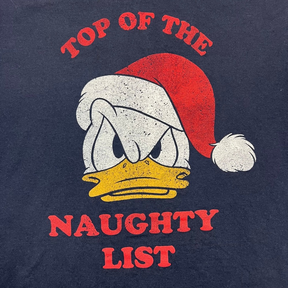 Disney Donald Duck Christmas T Shirt Adult Medium Navy Naughty List Graphic Tee